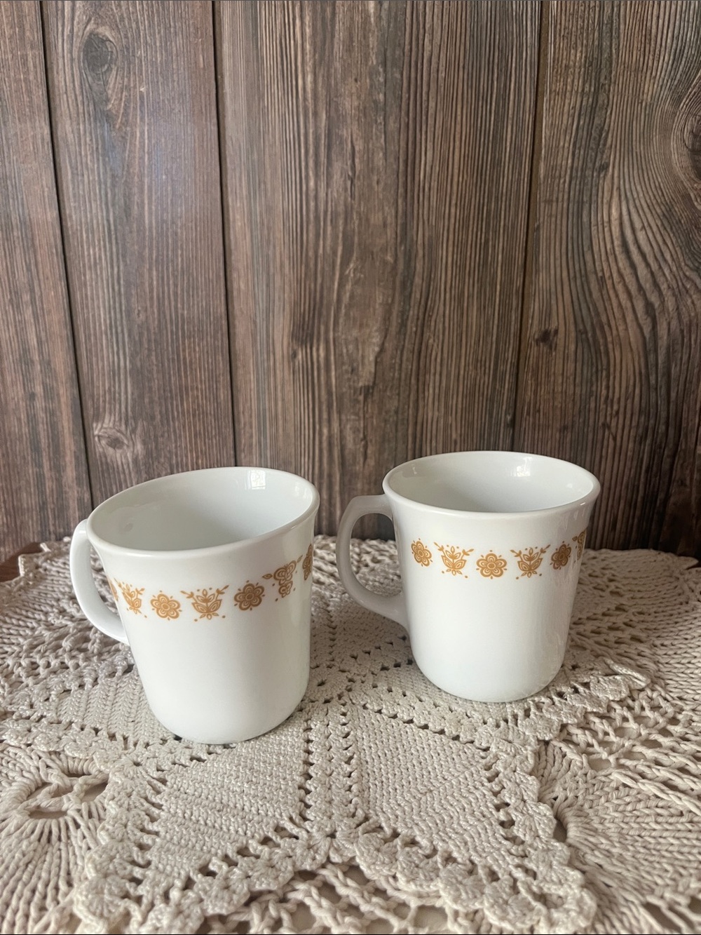 White Corningware butterfly gold Ceramic Mugs Set of 2